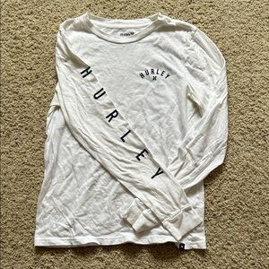 Hurley White Long Sleeve Tee with Black Logo